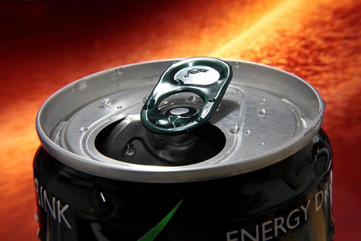 Open can of energy beverage.