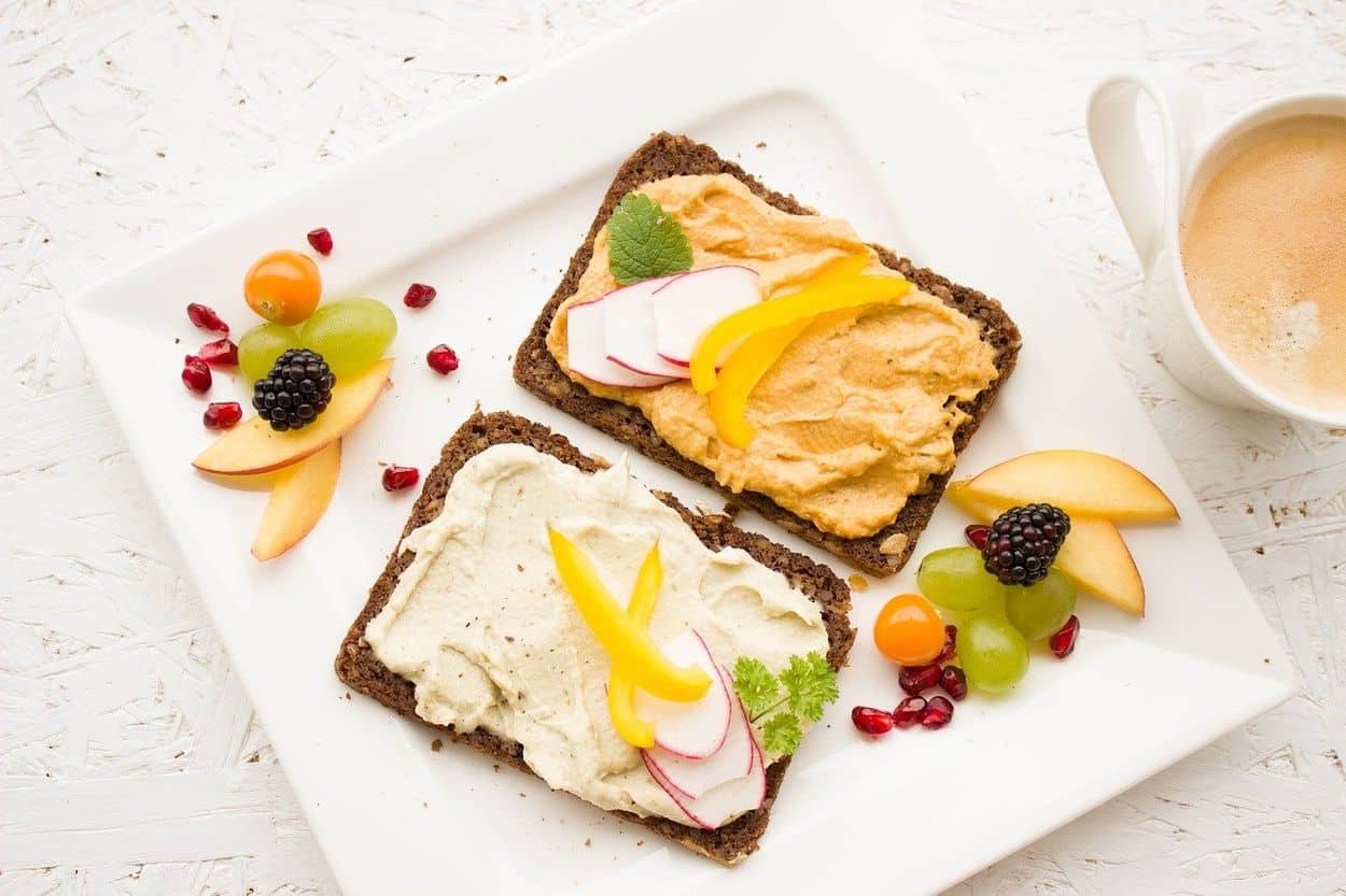 A plate is full of healthy vegan breakfasts.