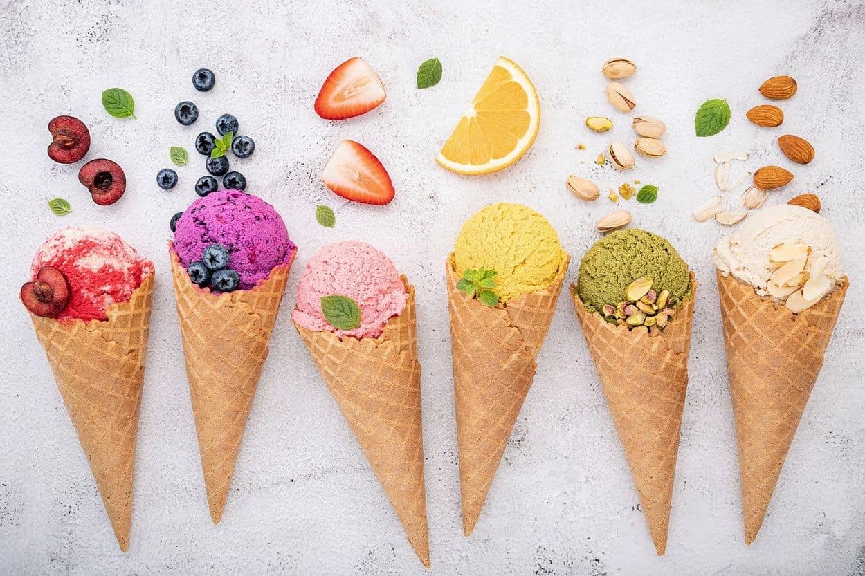 Different flavors of ice-cream.