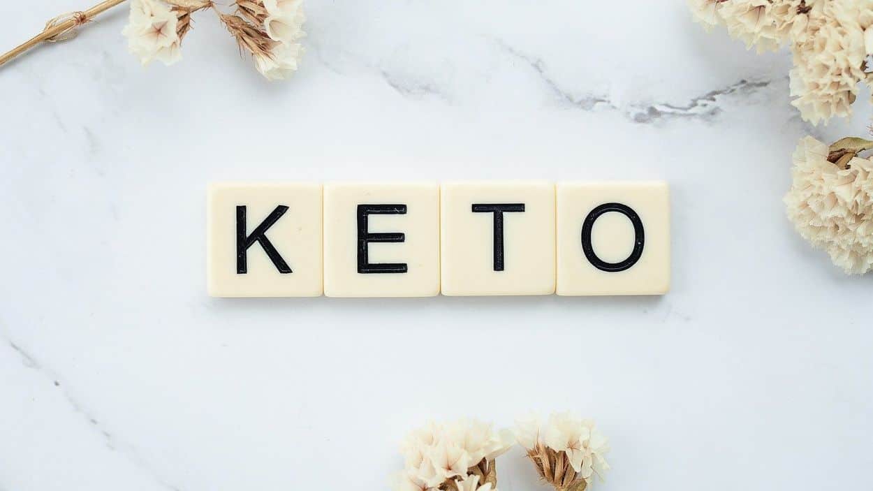 The word keto is written in four different blocks.