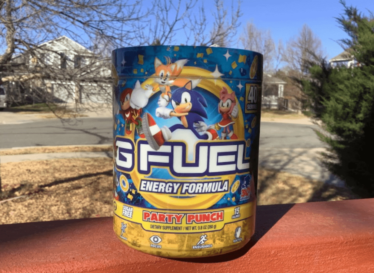 A forty-serving tub of G Fuel's party punch.