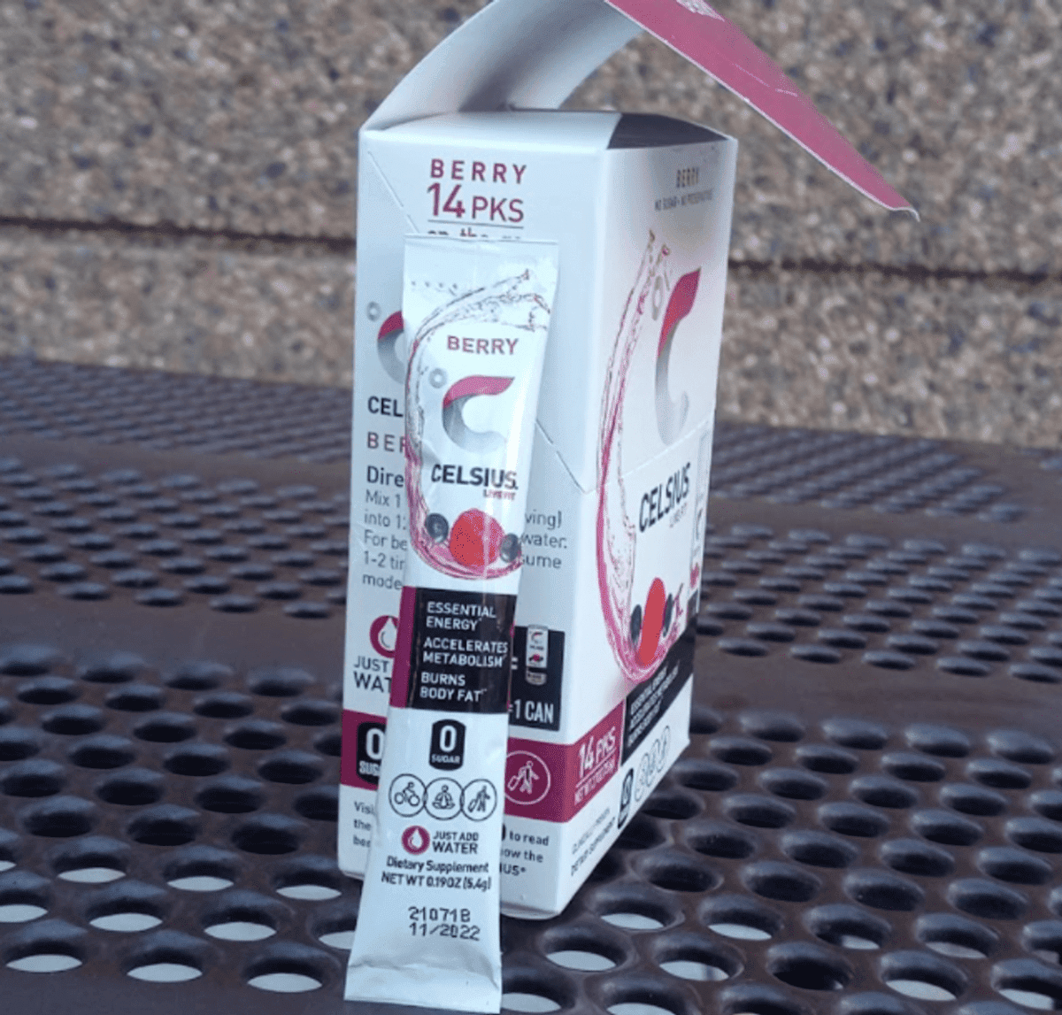 A box of Celsius On-The-Go.