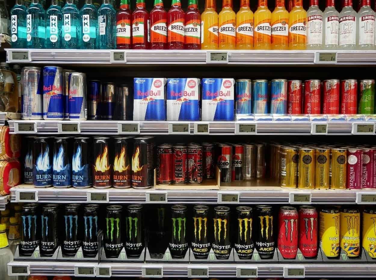 A selection of energy drinks