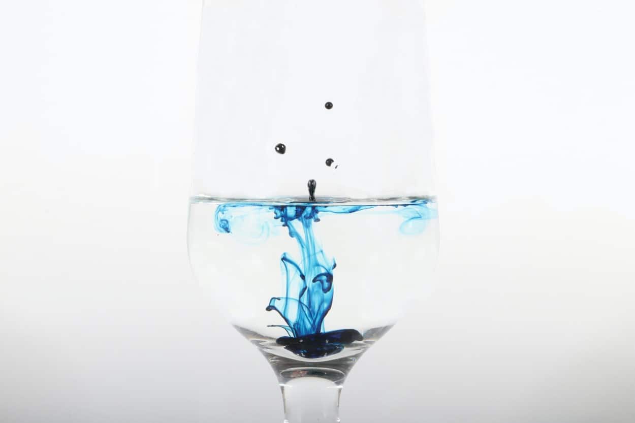 a liquid in a glass